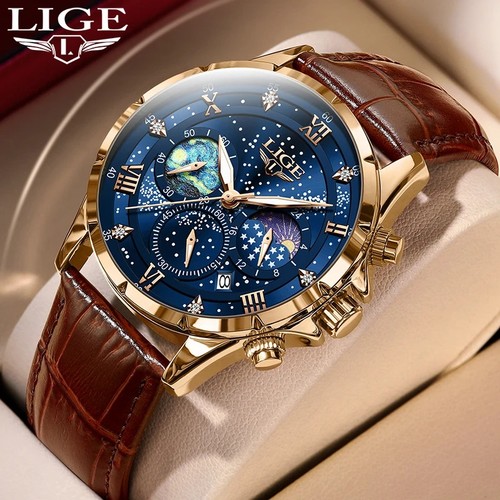 Luxus quarz herrenuhr - quarz, leder