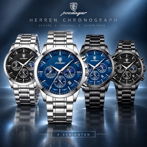 Herren chronograph edelstahl - chronograph,