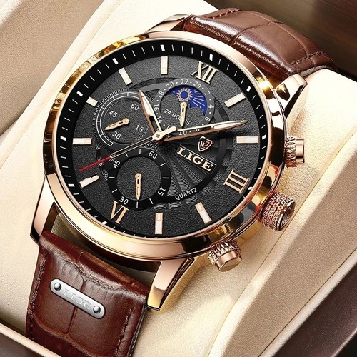 Lige herrenuhr leder quarzuhr - herrenuhr,